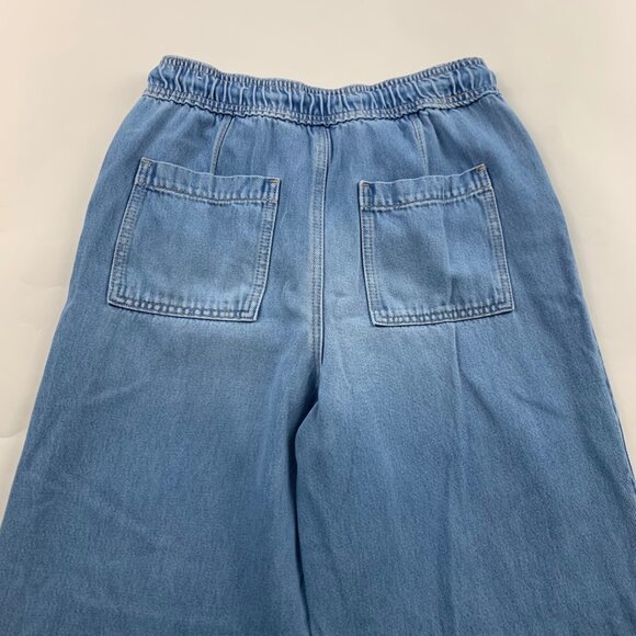 LOFT Light Wash Stretch Denim Wide Leg Drawstring Jeans 2 - Picture 7 of 7